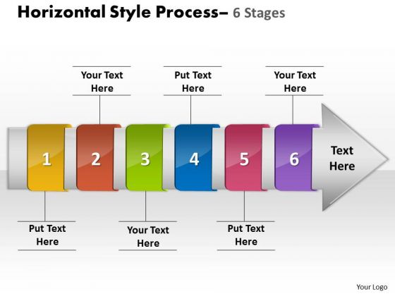 Ppt Template Horizontal Flow Route Charts Of 6 Stage Diagram PowerPoint Free 1 Image