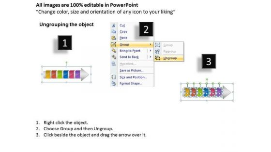 Ppt Template Horizontal Flow Route Charts Of 6 Stage Diagram PowerPoint Free 1 Image