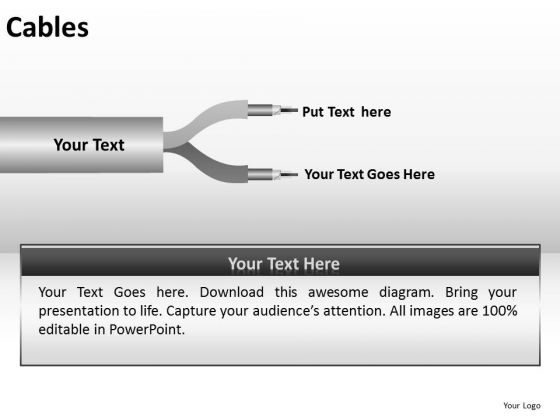 Ppt Templates 2 Wires Cable Connections PowerPoint Slides