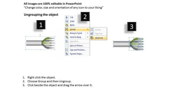 Ppt Templates 5 Outputs Cables Wires PowerPoint Slides