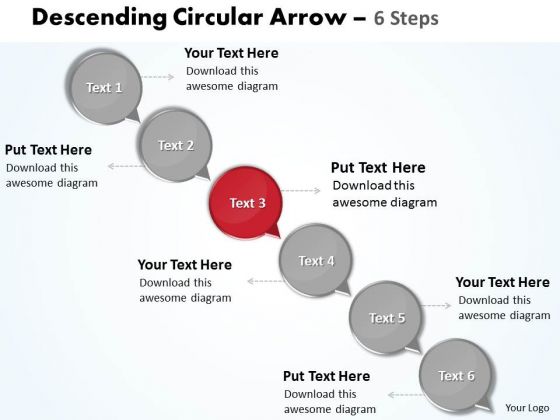 Ppt Text Circles Moving Down Arrow 6 PowerPoint Slide Numbers Business Templates
