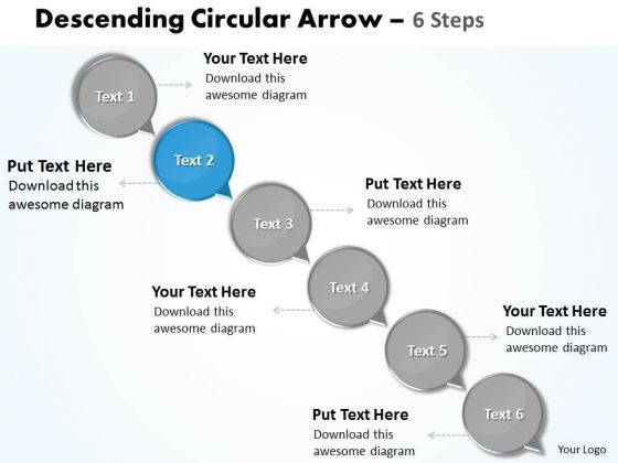 Ppt Text Circles Slanting Arrow 6 Steps Working With Slide Numbers Business PowerPoint Templates