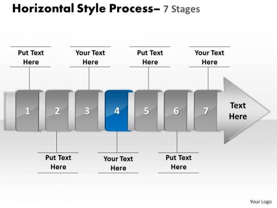 Ppt Theme Linear Demonstration Of 7 Stages Manner Production Strategy PowerPoint 5 Design