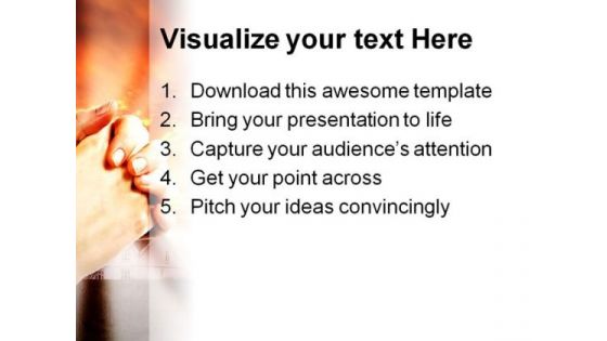 Praying Hands Religion PowerPoint Template 0610