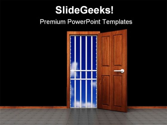 Prison Door Business PowerPoint Themes And PowerPoint Slides 0711