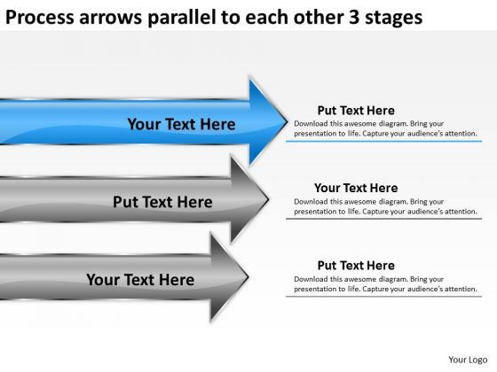 Process Arrows Parallel To Each Other 3 Stages Business Plan For Bakery PowerPoint Slides