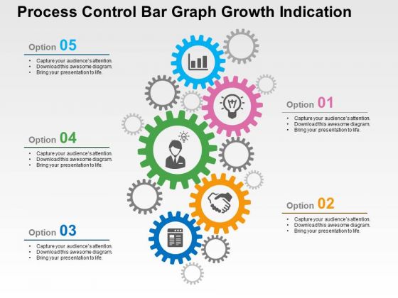 Process Control Bar Graph Growth Indication PowerPoint Template