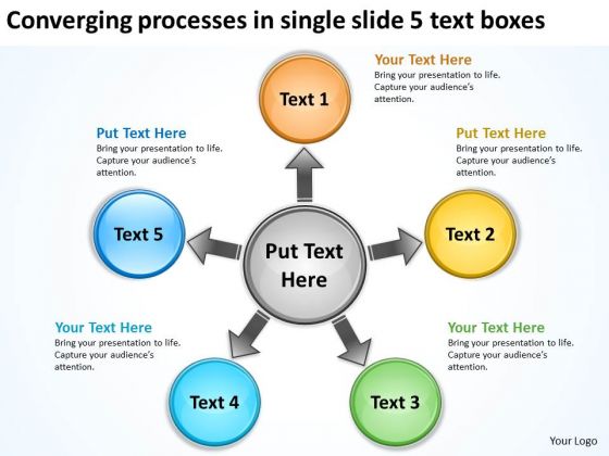 Processes In Single Slide 5 Text Boxes Arrows Diagram Software PowerPoint Templates