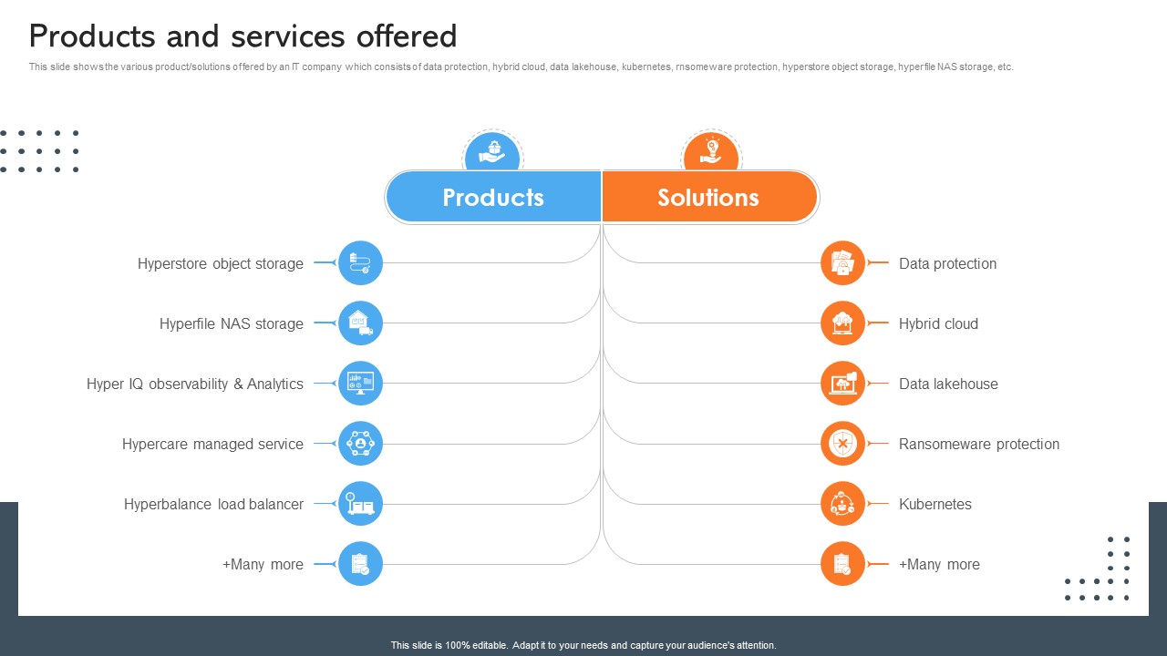 Products And Services Offered Data Management Company Investor Funding Pitch Deck