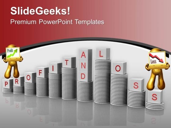 Profit And Loss On Stack Of Coins Growth PowerPoint Templates Ppt Backgrounds For Slides 0213