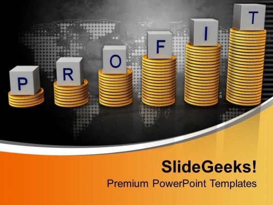 Profit On Stack Of Gold Coins Success Graph PowerPoint Templates Ppt Backgrounds For Slides 0213