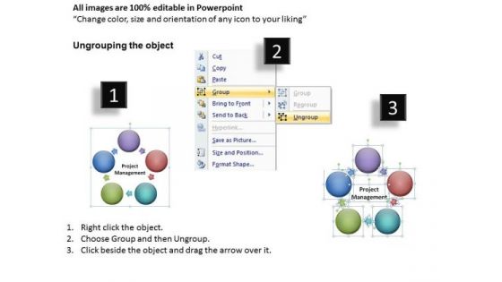Project Management Circle Chart With Spherical Stages PowerPoint Slides Download