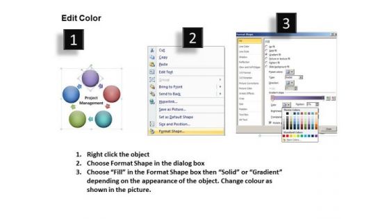 Project Management Circle Chart With Spherical Stages PowerPoint Slides Download