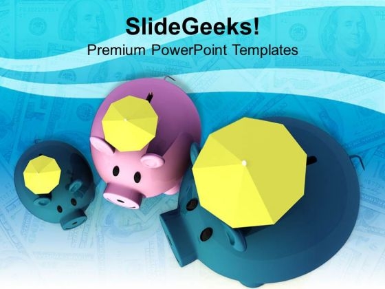 Protected Piggy Bank For Future Savings PowerPoint Templates Ppt Backgrounds For Slides 0313