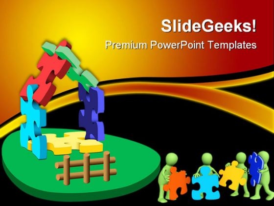Puzzle House Architecture PowerPoint Templates And PowerPoint Backgrounds 0511