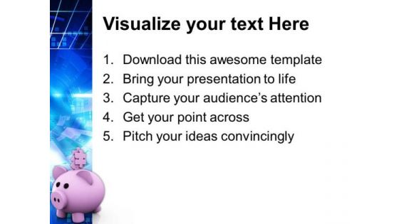 Puzzle Pieces On Piggy Bank Saving Business PowerPoint Templates And PowerPoint Themes 1012