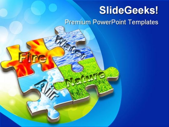 Puzzle With Four Elements Nature PowerPoint Backgrounds And Templates 1210