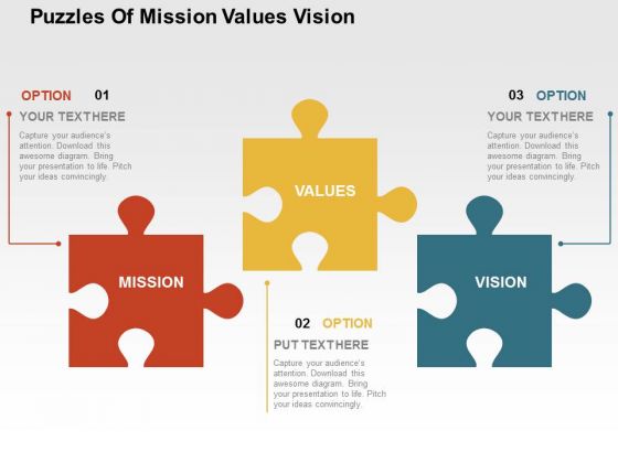 Puzzles Of Mission Values Vision PowerPoint Template