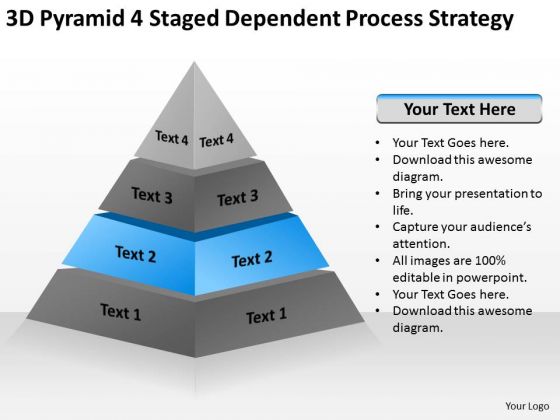Pyramid 4 Staged Dependent Process Strategy Ppt Service Business Plan PowerPoint Slides