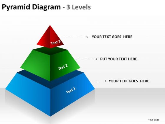Pyramid Diagram 3 Levels PowerPoint Templates