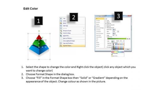 Pyramid Diagram 3 Levels PowerPoint Templates