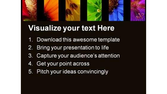 Rainbow Of Different Flowers Beauty PowerPoint Templates And PowerPoint Backgrounds 0311