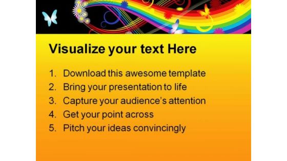Rainbow With Flowers Abstract PowerPoint Backgrounds And Templates 1210