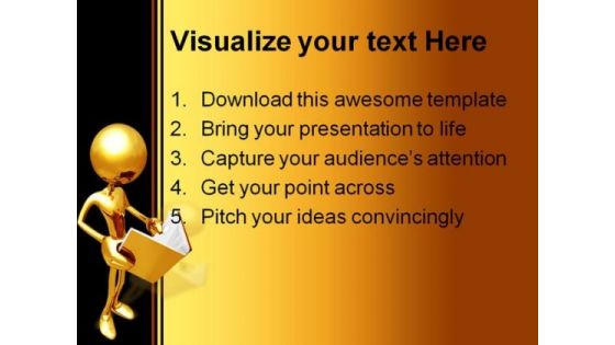 Reading Book Education PowerPoint Template 0610