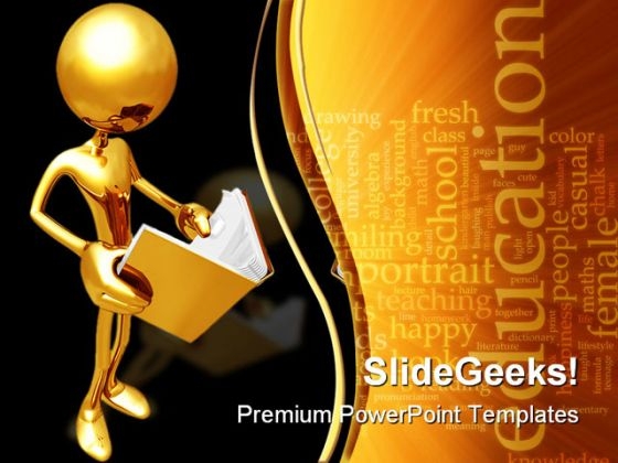 Reading Book Education PowerPoint Template 0610
