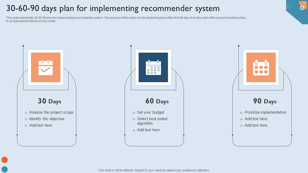 Recommendation Techniques 30 60 90 Days Plan For Implementing Recommender System Introduction PDF