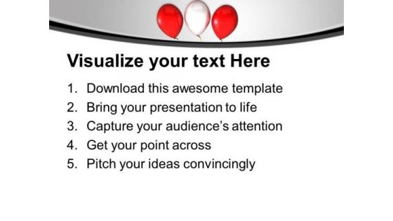 Red And White Balloons For Theme Party PowerPoint Templates Ppt Backgrounds For Slides 0513