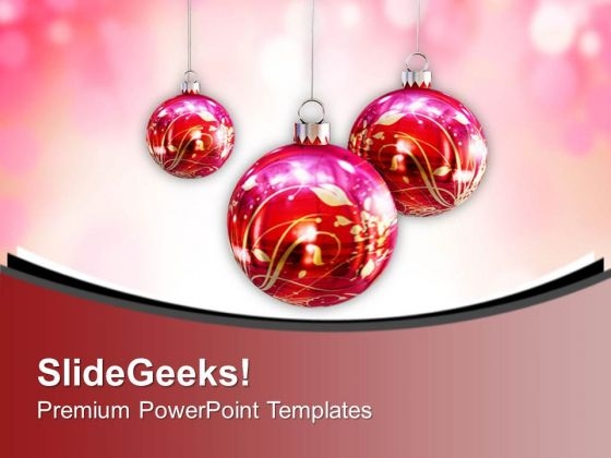 Red And White Christmas Balls Decoration PowerPoint Templates Ppt Backgrounds For Slides 0113