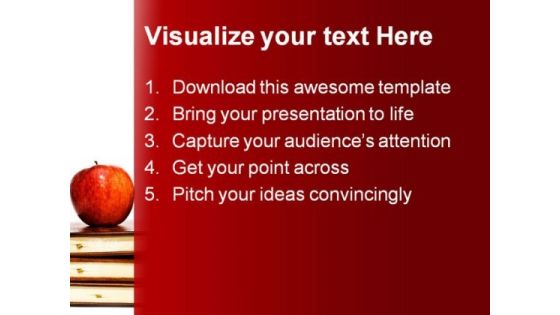 Red Apple With Books Education PowerPoint Backgrounds And Templates 1210
