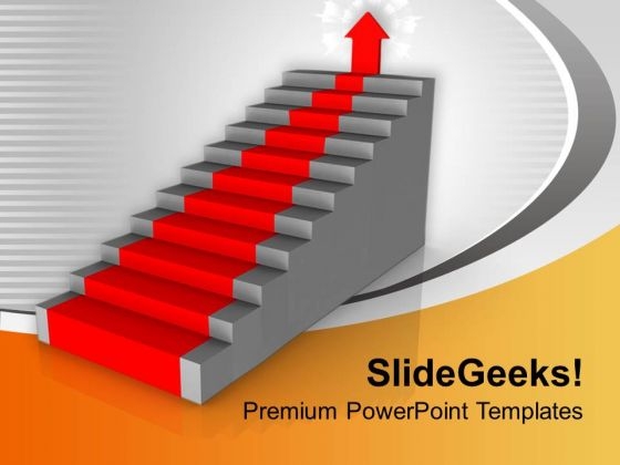 Red Arrow On Stairs Success PowerPoint Templates Ppt Backgrounds For Slides 0213