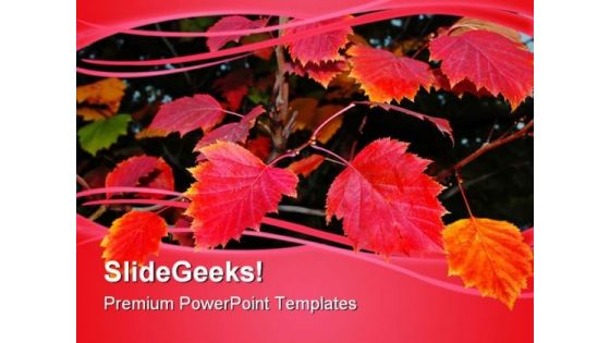 Red Autumn Leaves Nature PowerPoint Templates And PowerPoint Backgrounds 0411
