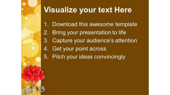Red Balloons New Year 2013 PowerPoint Templates Ppt Backgrounds For Slides 1212