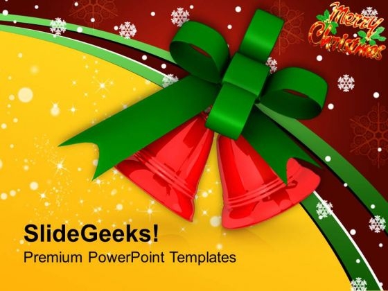 Red Bells On Christmas Background PowerPoint Templates Ppt Backgrounds For Slides 1212