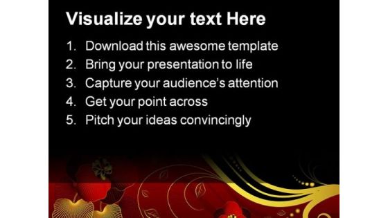 Red Black And Golden Floral Background PowerPoint Templates And PowerPoint Backgrounds 0411