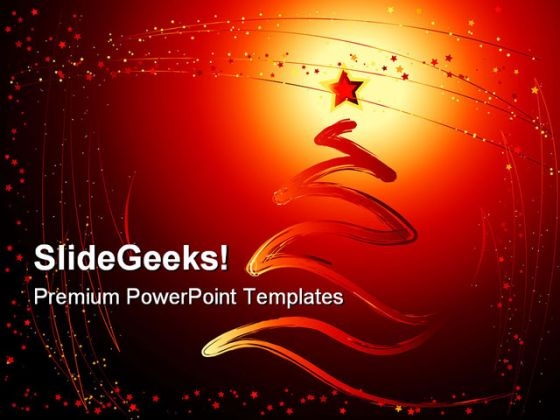 Red Christmas Tree Abstract PowerPoint Background And Template 1210