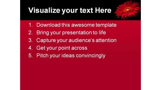 Red Flower Beauty PowerPoint Template 0810