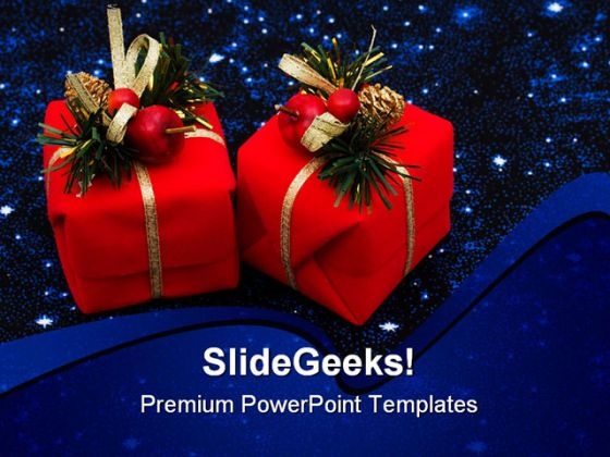 Red Gifts Christmas PowerPoint Background And Template 1210