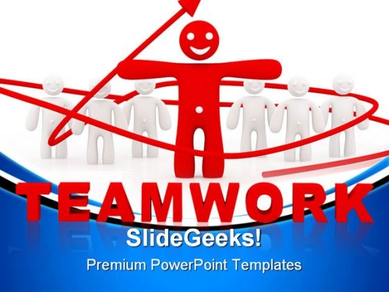 Red Leader Teamwork Leadership PowerPoint Themes And PowerPoint Slides 0811