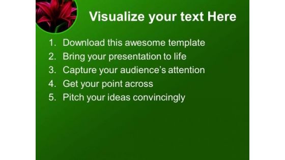 Red Lily Flower Green Background PowerPoint Templates Ppt Backgrounds For Slides 0613
