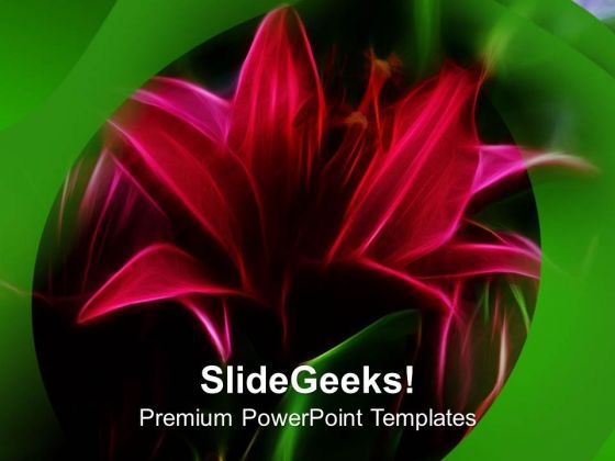 Red Lily Flower Green Background PowerPoint Templates Ppt Backgrounds For Slides 0613