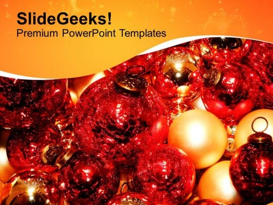 Red Ornaments For Christmas Occasion PowerPoint Templates Ppt Backgrounds For Slides 0513
