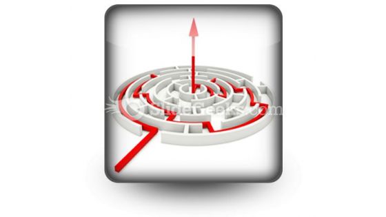 Red Path Across Round Labyrinth PowerPoint Icon S