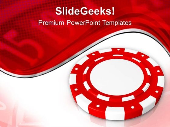 Red Poker Chip Casino Money PowerPoint Templates Ppt Backgrounds For Slides 0313