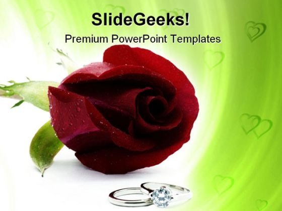 Red Rose With Rings Wedding PowerPoint Templates And PowerPoint Backgrounds 0711