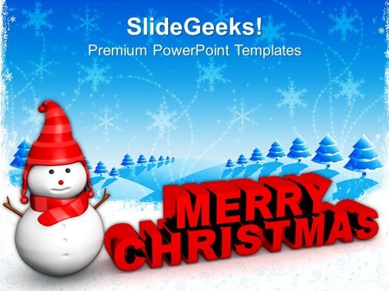 Red Snowman With Merry Christmas Holidays PowerPoint Templates Ppt Background For Slides 1112