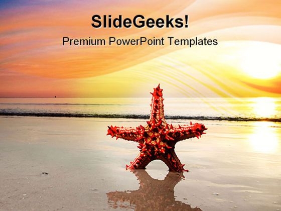 Red Starfish Beach PowerPoint Templates And PowerPoint Backgrounds 0811